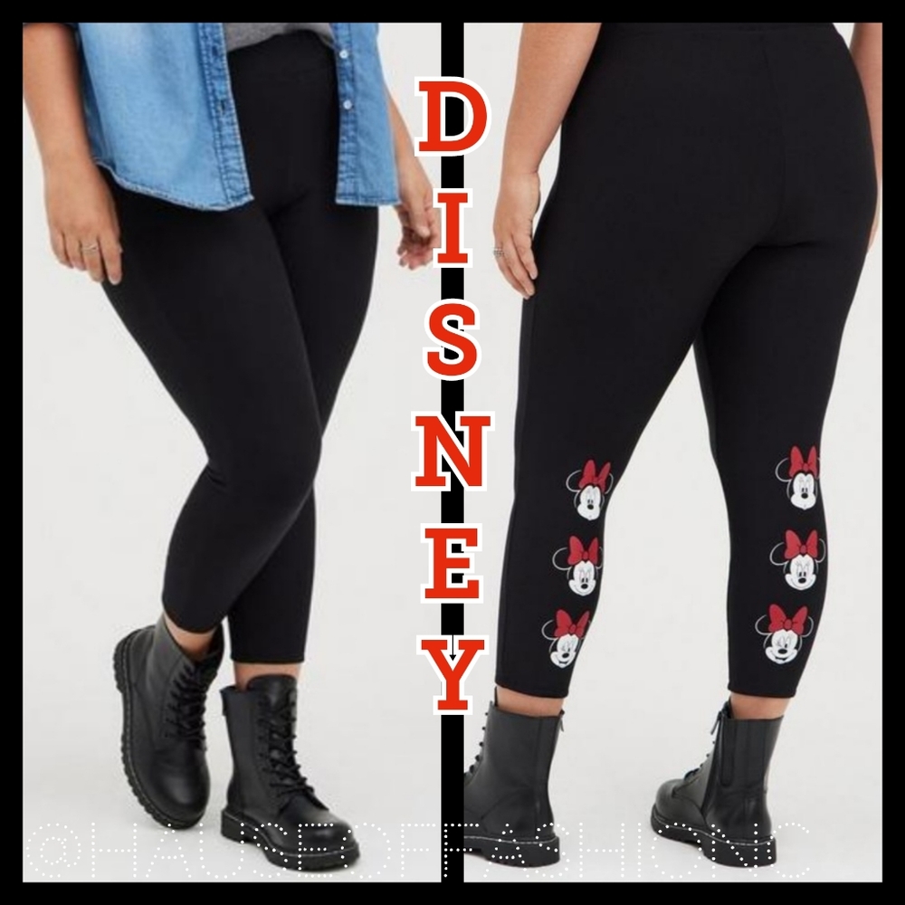 TORRID DISNEY Minnie Mouse Black Fleece Lined Leggings! NWT!